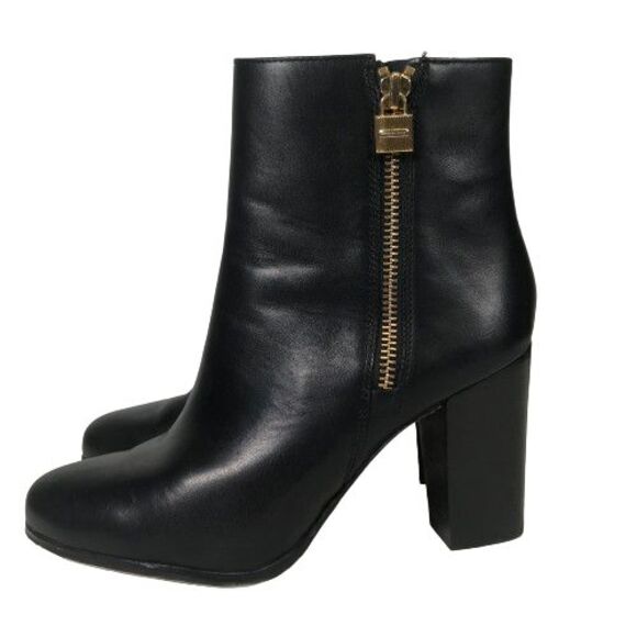 Michael Kors Black Ankle Boots with Gold Zipper - Picture 2 of 16